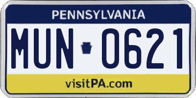 PA license plate MUN0621