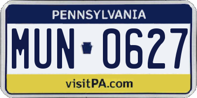 PA license plate MUN0627
