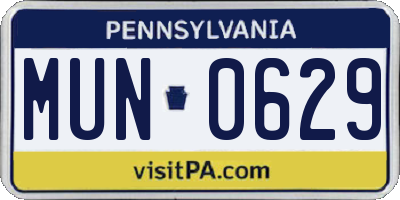 PA license plate MUN0629