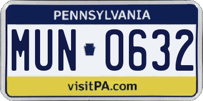 PA license plate MUN0632