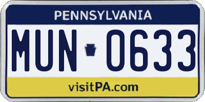 PA license plate MUN0633