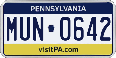 PA license plate MUN0642