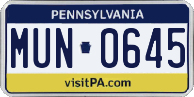 PA license plate MUN0645