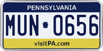 PA license plate MUN0656