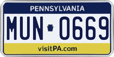 PA license plate MUN0669