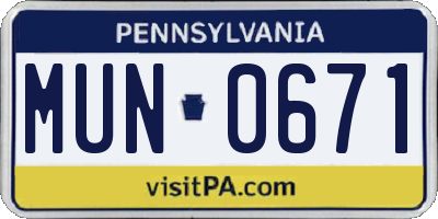PA license plate MUN0671