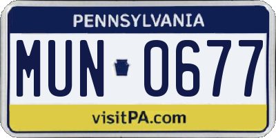PA license plate MUN0677