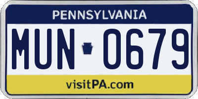 PA license plate MUN0679