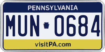 PA license plate MUN0684