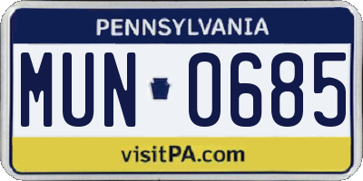 PA license plate MUN0685