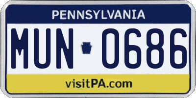 PA license plate MUN0686