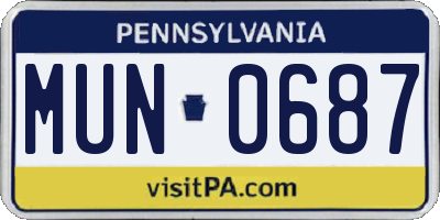 PA license plate MUN0687