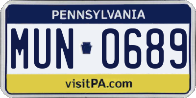 PA license plate MUN0689