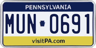 PA license plate MUN0691