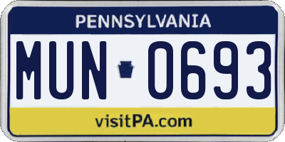 PA license plate MUN0693