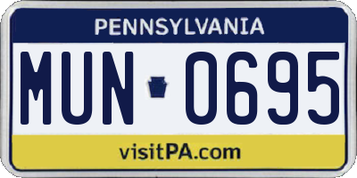 PA license plate MUN0695