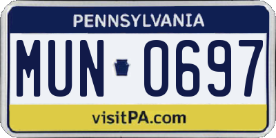 PA license plate MUN0697