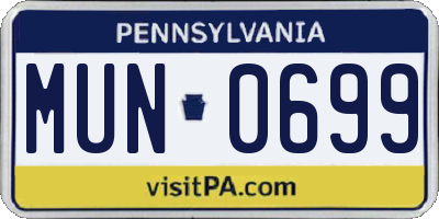 PA license plate MUN0699