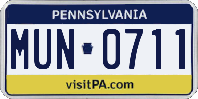 PA license plate MUN0711