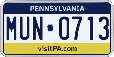 PA license plate MUN0713