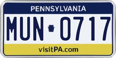 PA license plate MUN0717