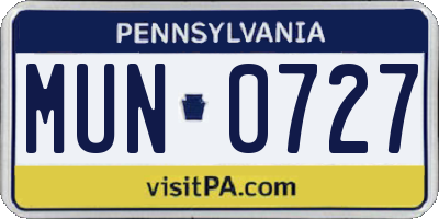 PA license plate MUN0727