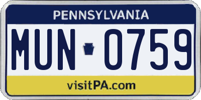 PA license plate MUN0759