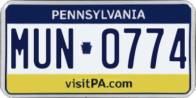 PA license plate MUN0774