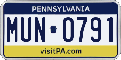 PA license plate MUN0791