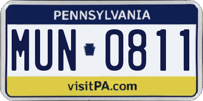 PA license plate MUN0811