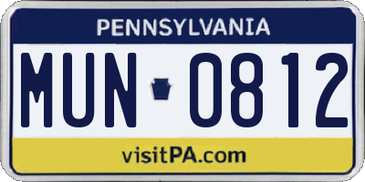 PA license plate MUN0812