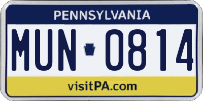 PA license plate MUN0814