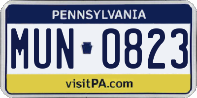 PA license plate MUN0823