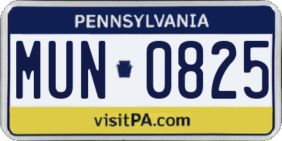 PA license plate MUN0825