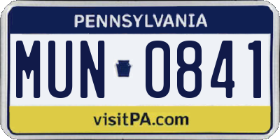 PA license plate MUN0841