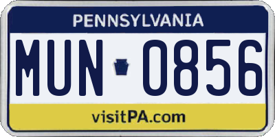 PA license plate MUN0856