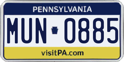 PA license plate MUN0885