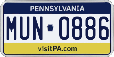 PA license plate MUN0886