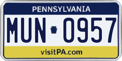 PA license plate MUN0957