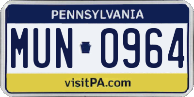 PA license plate MUN0964