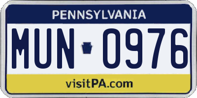 PA license plate MUN0976