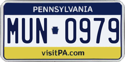 PA license plate MUN0979