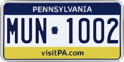 PA license plate MUN1002