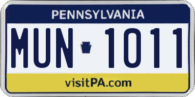 PA license plate MUN1011