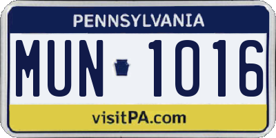 PA license plate MUN1016
