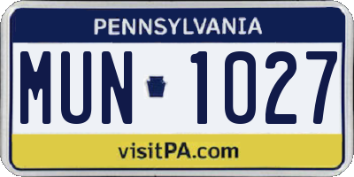 PA license plate MUN1027