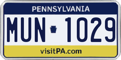 PA license plate MUN1029