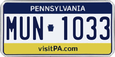PA license plate MUN1033