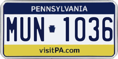 PA license plate MUN1036