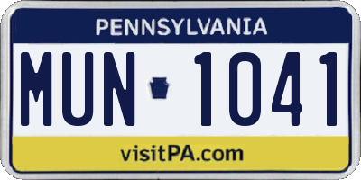 PA license plate MUN1041